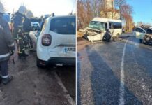 Под Киевом легковушка столкнулась с маршруткой: семь пострадавших